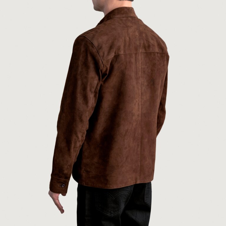Mens Scout Mocha Suede Leather Shirt Tilted Back-8-1724084128247